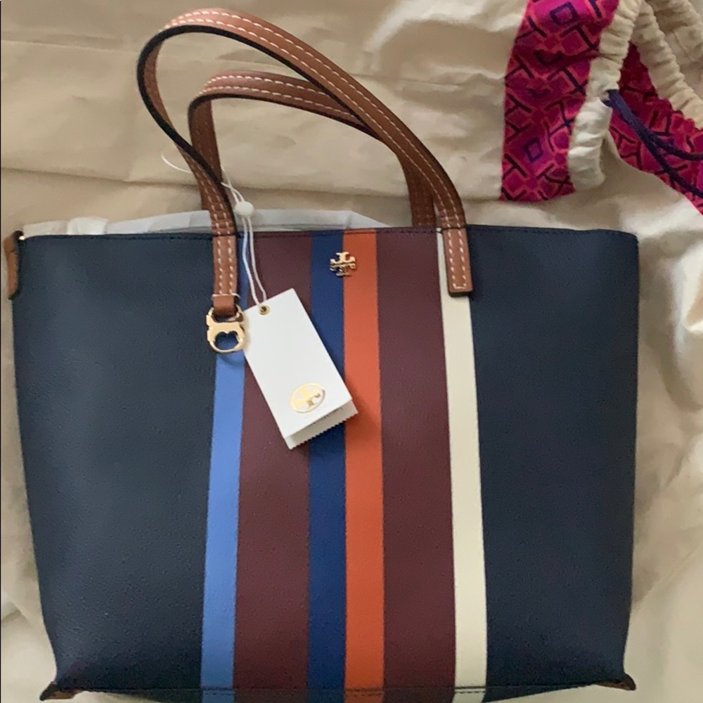 Tory Burch Kerrington stripe small square tote bag